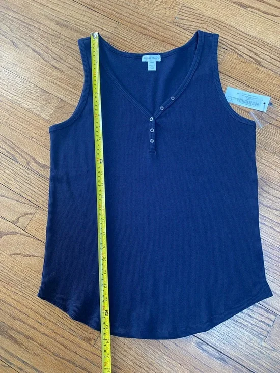 TRIBAL Navy Ribbed Henley Tank Top, Sz M, NWT - Picture 5 of 8